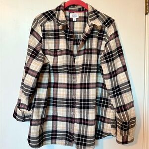 Women’s Croft & Barrow Soft Flannel Shirt - 100% Cotton - Size S